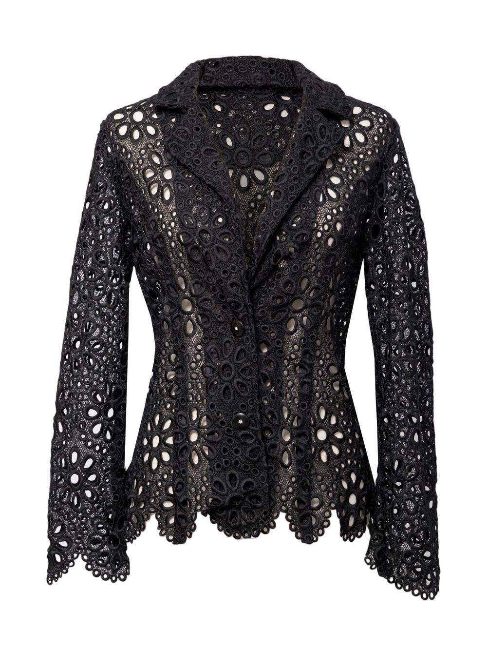 Berek Women's Black Lace Brazer Size XXL Scalloped Long Sleeve Summer NWT